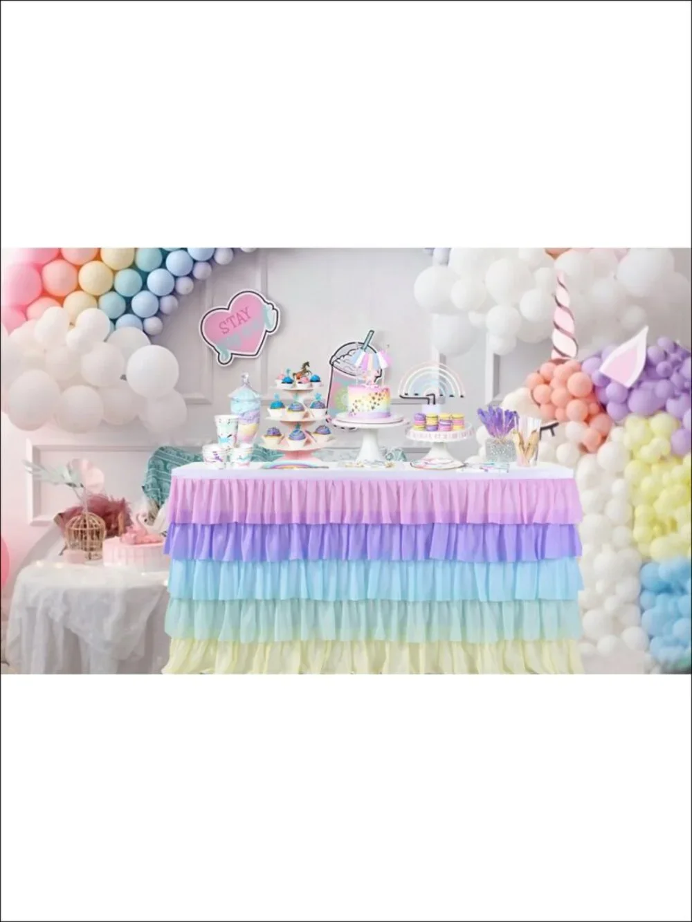 Chiffon Table Skirt Ruffle 6ft Rectangle Table Party Tablecloth